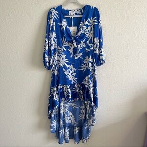 ALEXIS x Target blue floral high low ruffle dress